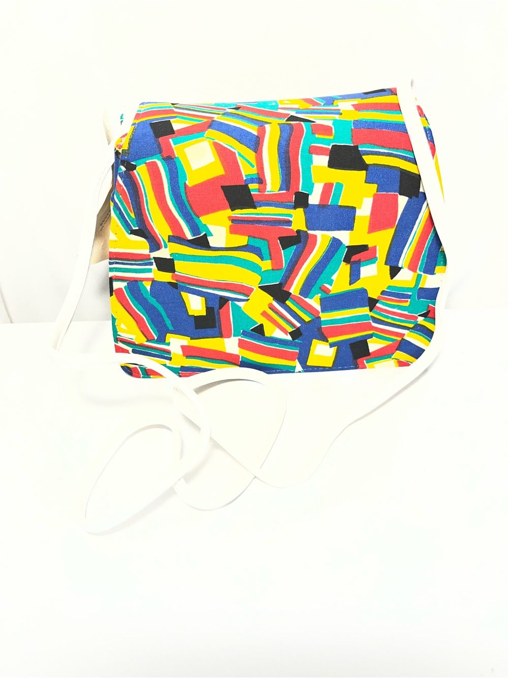 Life Stride Multicolor Geometric Print Crossbody Bag with White Strap